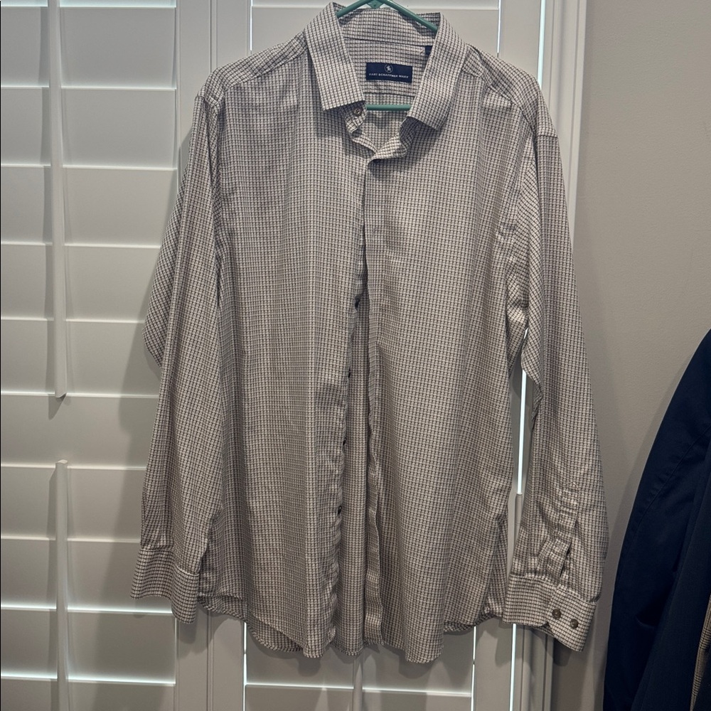 Hart Schaffner Marx Beige and Brown Checkered Shirt